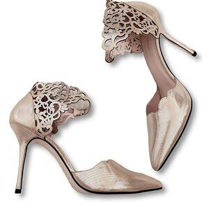 Klub Nico Laser Cutout Sandal Heels Size 8 In Champagne Bridal‎